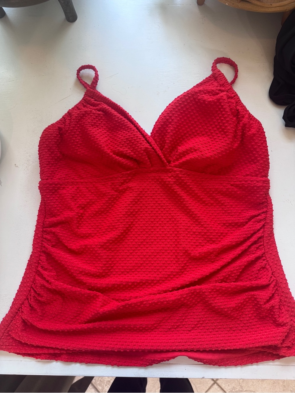 crown & ivy Red Textured Tankini Top